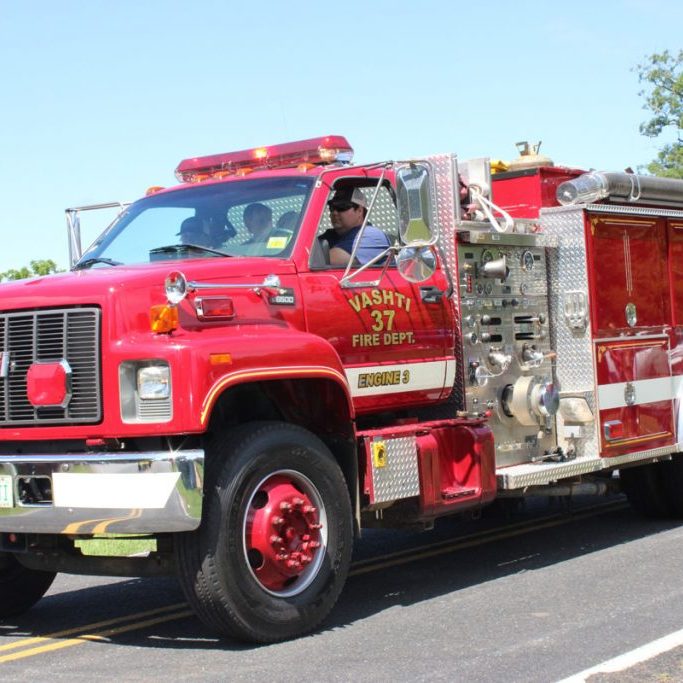 VASHTI APPARATUS IN PARADE —  Above, Vashti Fire Department’s Engine 3 rolls along during the 2023 parade.
